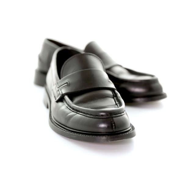 Tiffany & Co. Black Leather Block Heel Slip On Flat Loafers Womens 6M/36 EU Rare - Picture 4 of 8